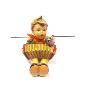 Goebel Hummel ''Let's Sing'' Figurine Seated Boy w/ Accordion Bird 3.25" #100/1